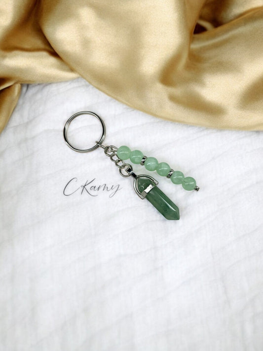 Porte clé personnalisé pierre vert menthe
