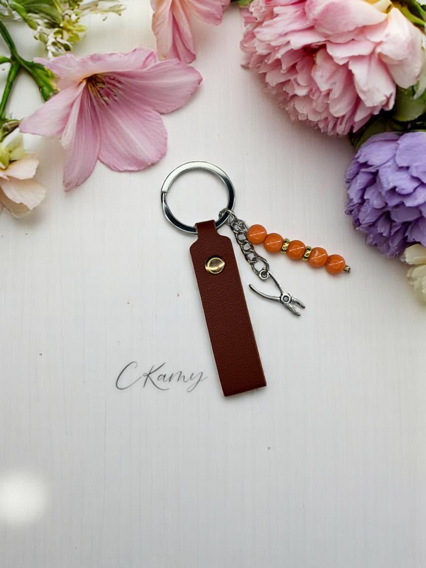 Porte clé personnalisé pince orange