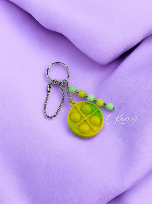 Porte clé personnalisé pop it rond jaune vert clair