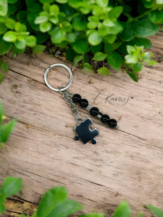 Porte clé personnalisé puzzle 2 noir
