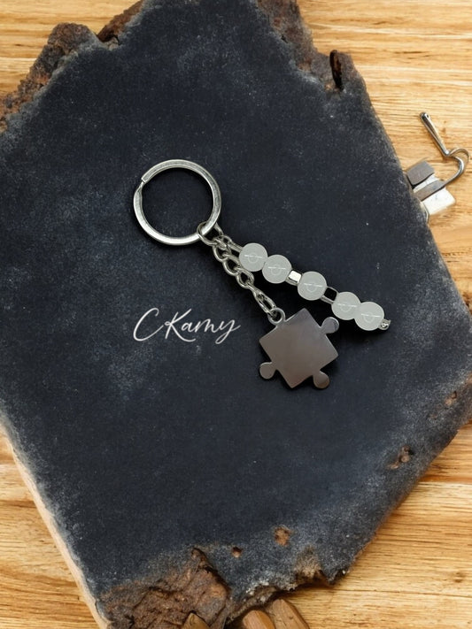 Porte clé personnalisé puzzle 3 blanc