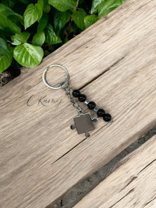 Porte clé personnalisé puzzle 3 noir