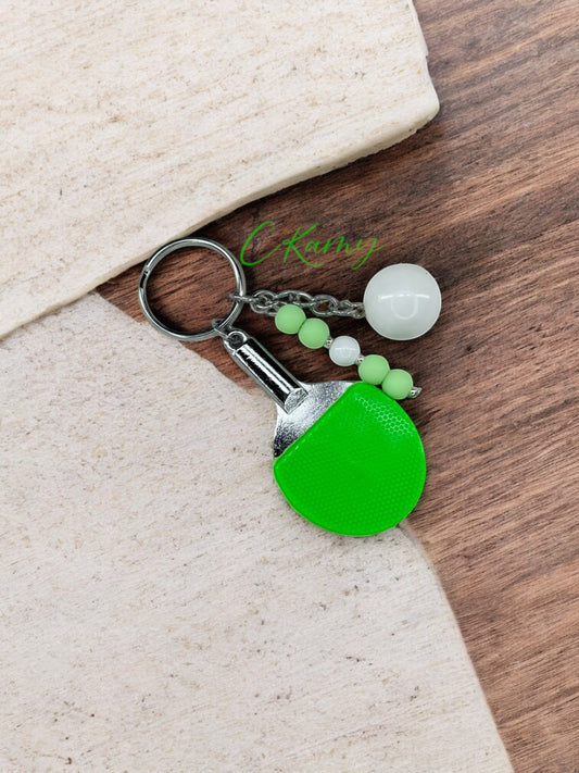 Porte clé personnalisé raquette Ping Pong vert