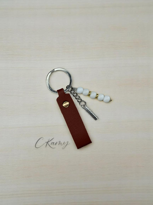 Porte clé personnalisé règle blanc