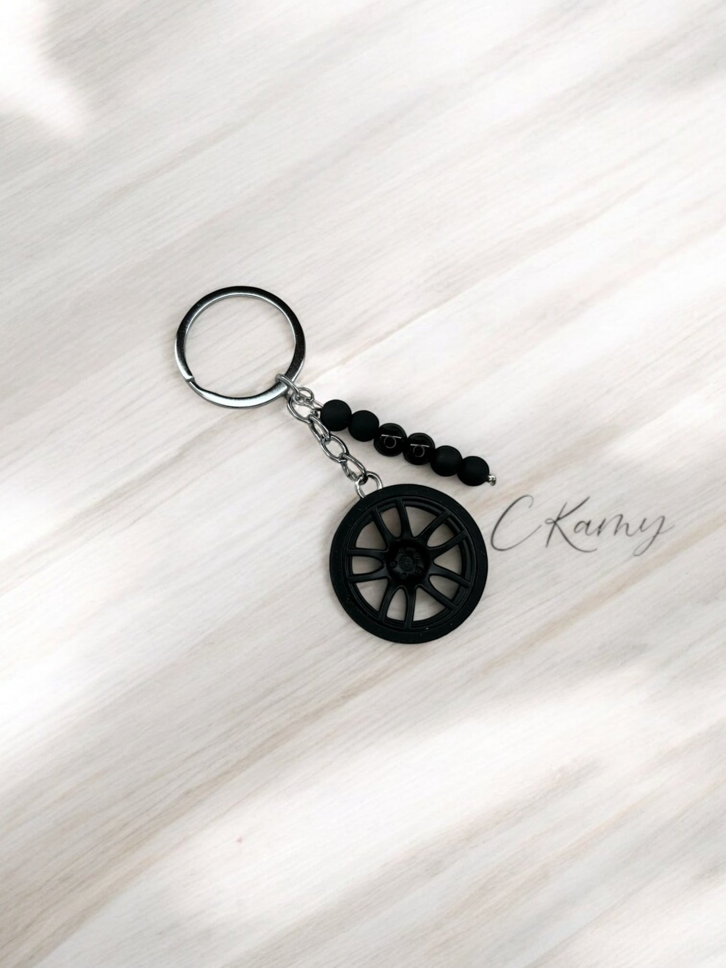 Porte clé personnalisé roue noir