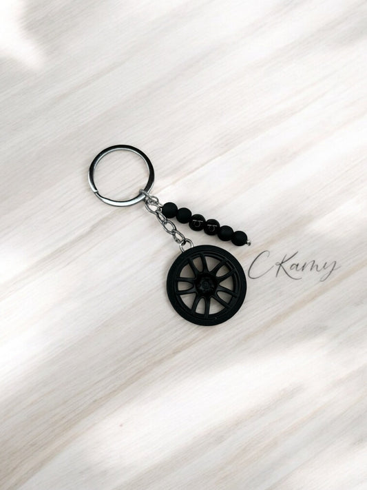 Porte clé personnalisé roue noir