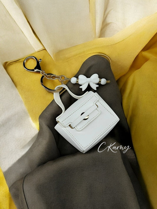 Porte clé personnalisé sac carré blanc