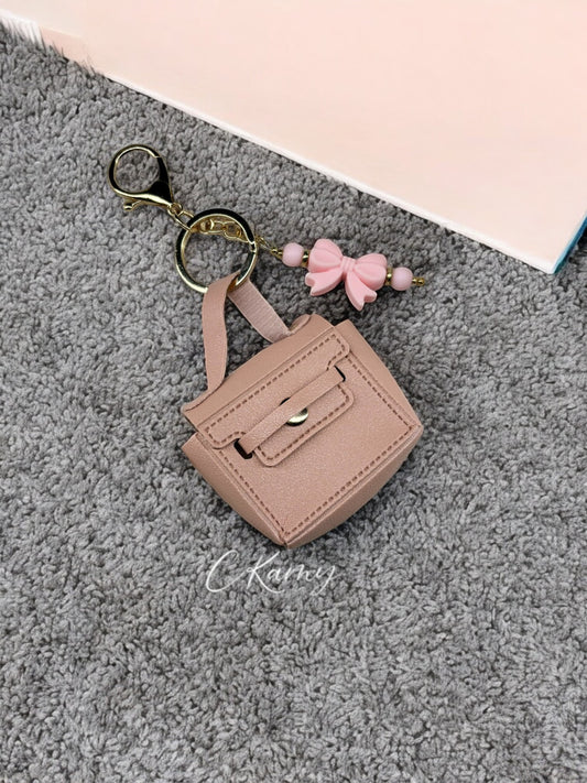Porte clé personnalisé sac carré rose