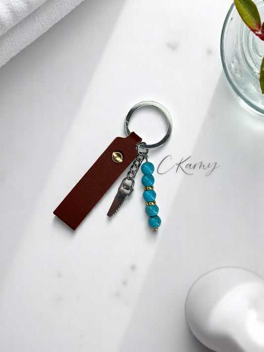 Porte clé personnalisé scie bleu