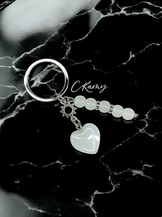 Porte clé personnalisé soleil blanc