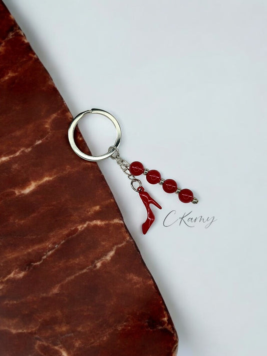 Porte clé personnalisé talon rouge anneau rond