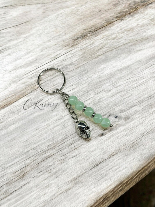 Porte clé personnalisé tête de mort vert