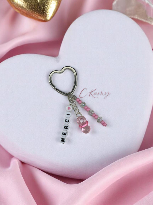 Porte clé personnalisé tétine rose clair