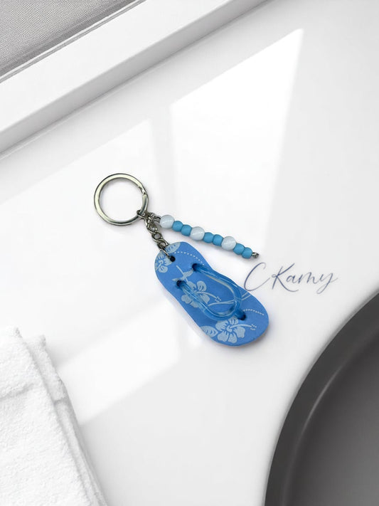 Porte clé personnalisé tong bleu