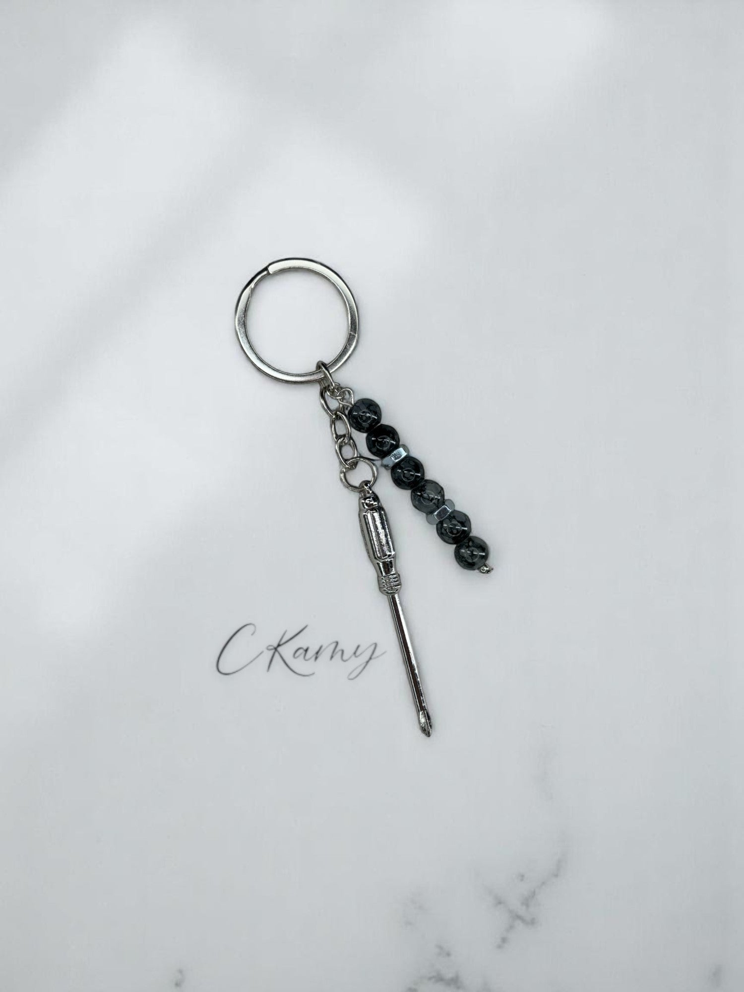Porte clé personnalisé tournevis gris