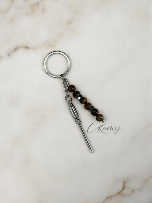 Porte clé personnalisé tournevis marron