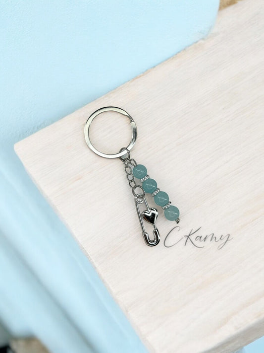 Porte clé personnalisé trombone bleu clair