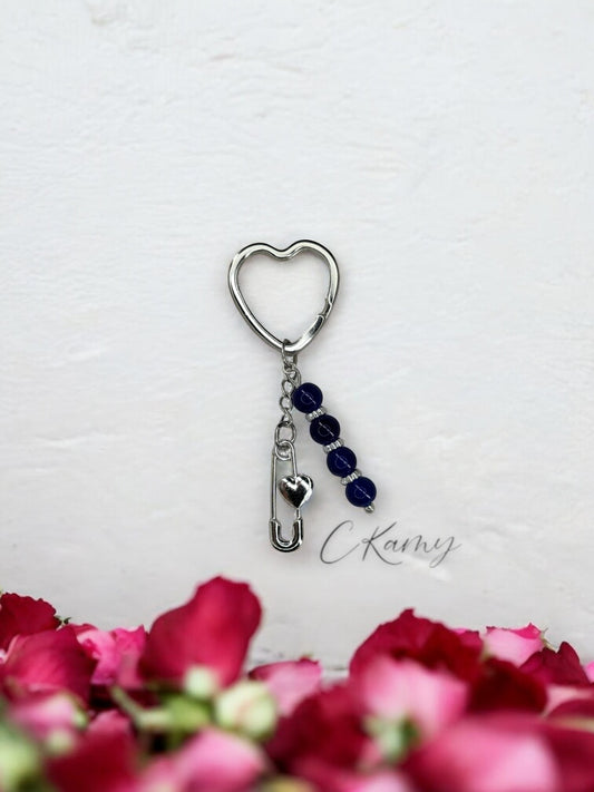 Porte clé personnalisé trombone bleu foncé