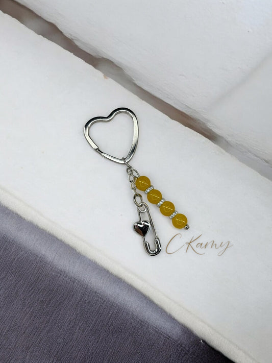 Porte clé personnalisé trombone jaune orangé