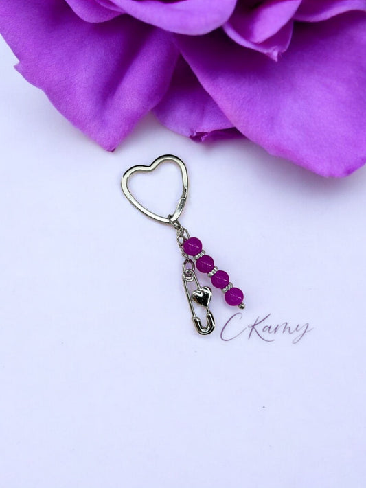 Porte clé personnalisé trombone rose flash