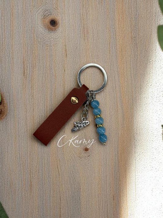 Porte clé personnalisé tronçonneuse bleu