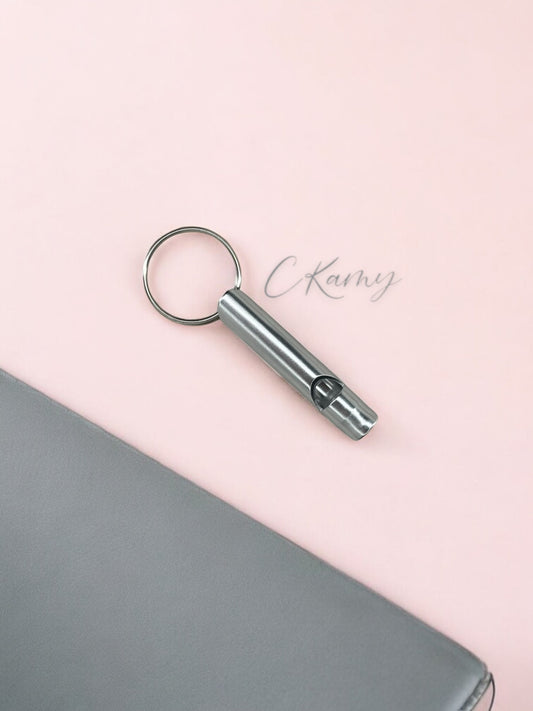 Porte clé sifflet argent