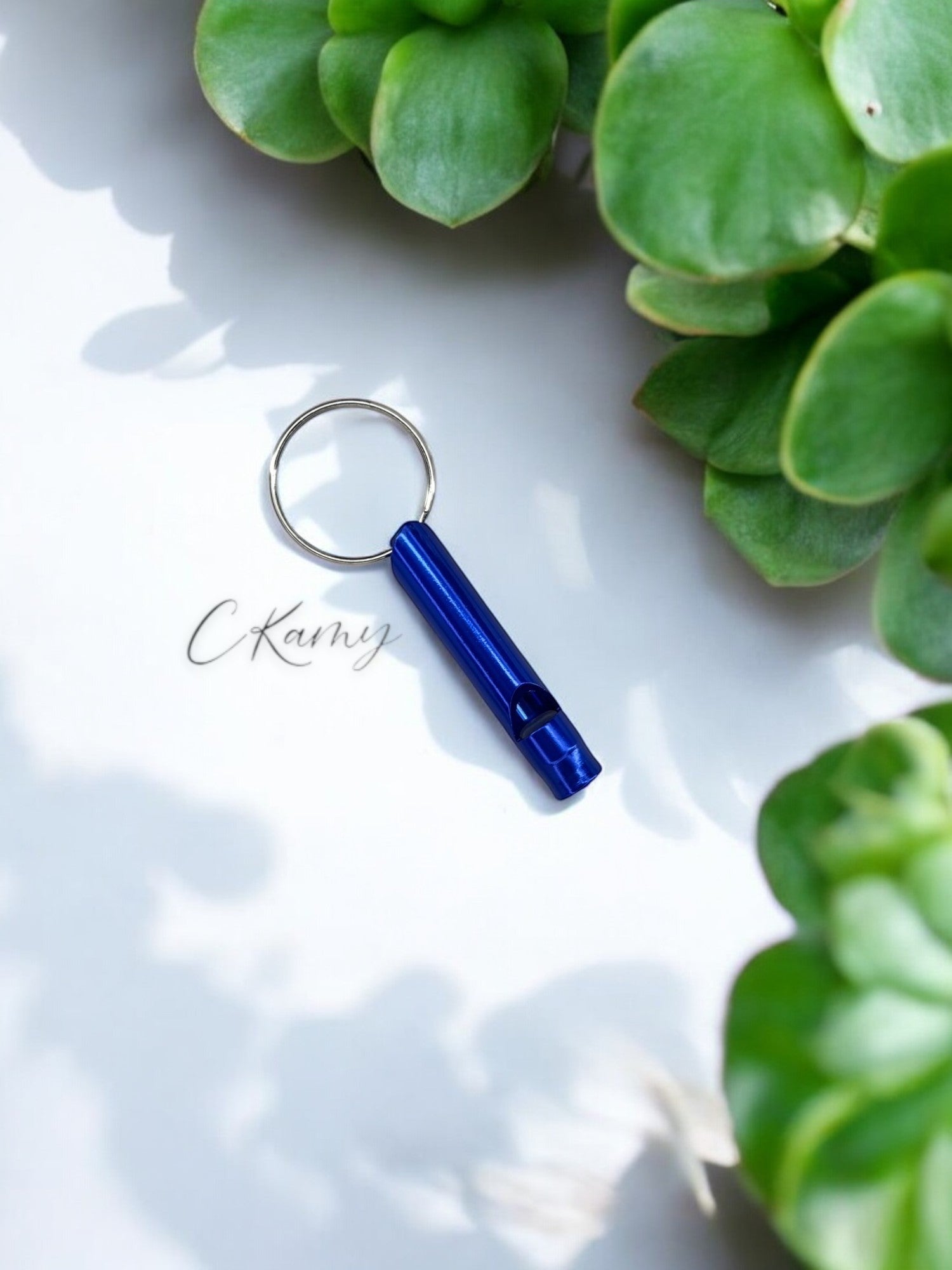 Porte clé sifflet bleu