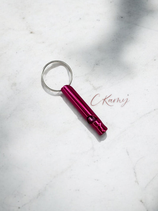 Porte clé sifflet rose