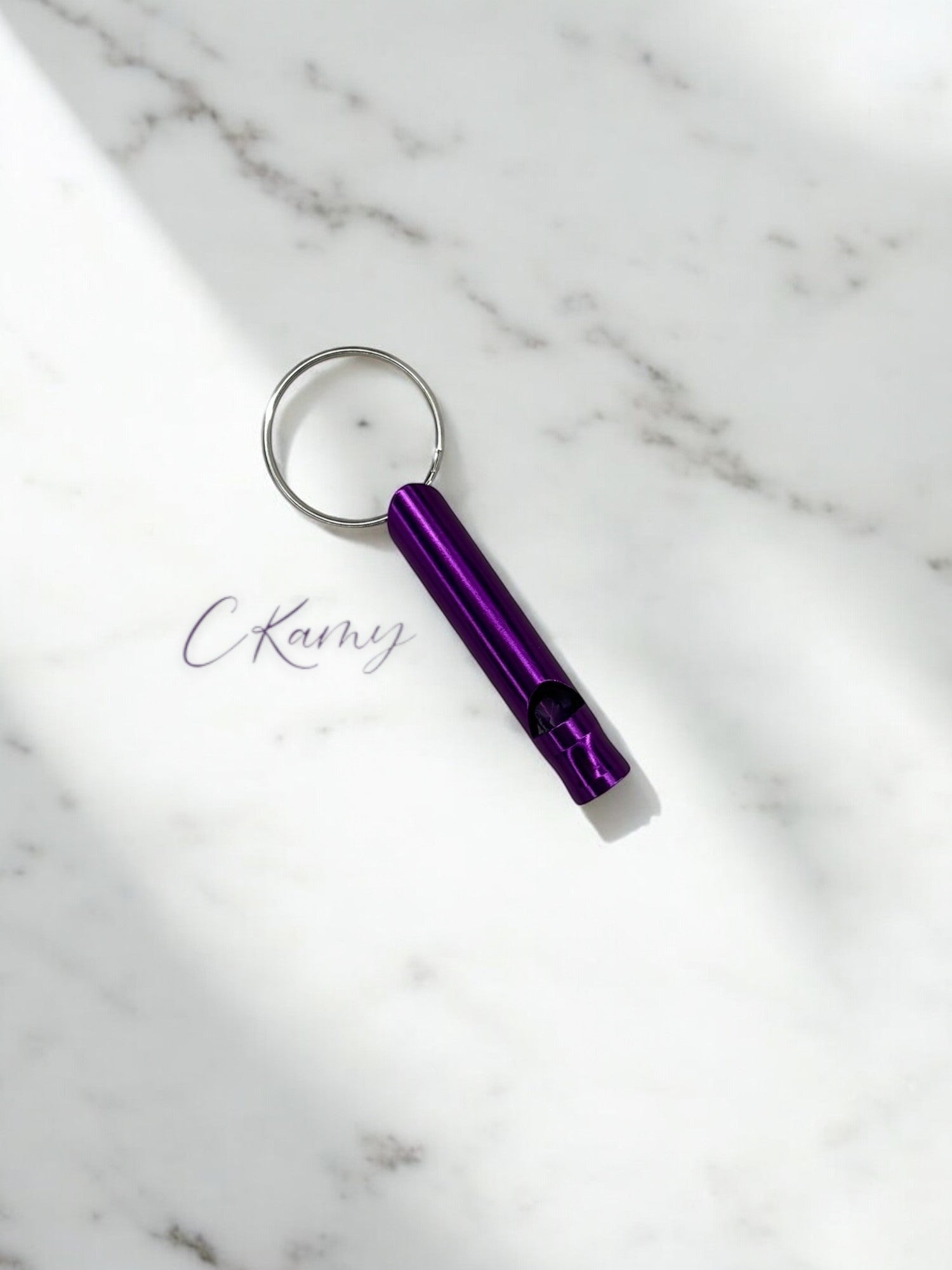Porte clé sifflet violet