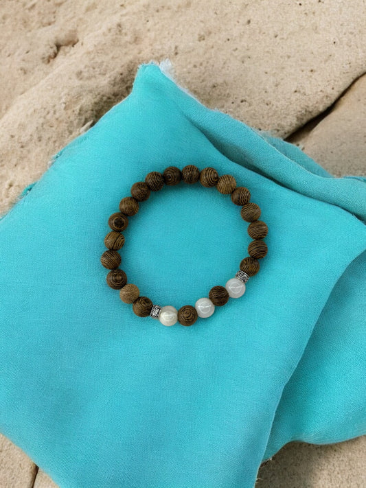bracelet homme bois milieu alterné blanc