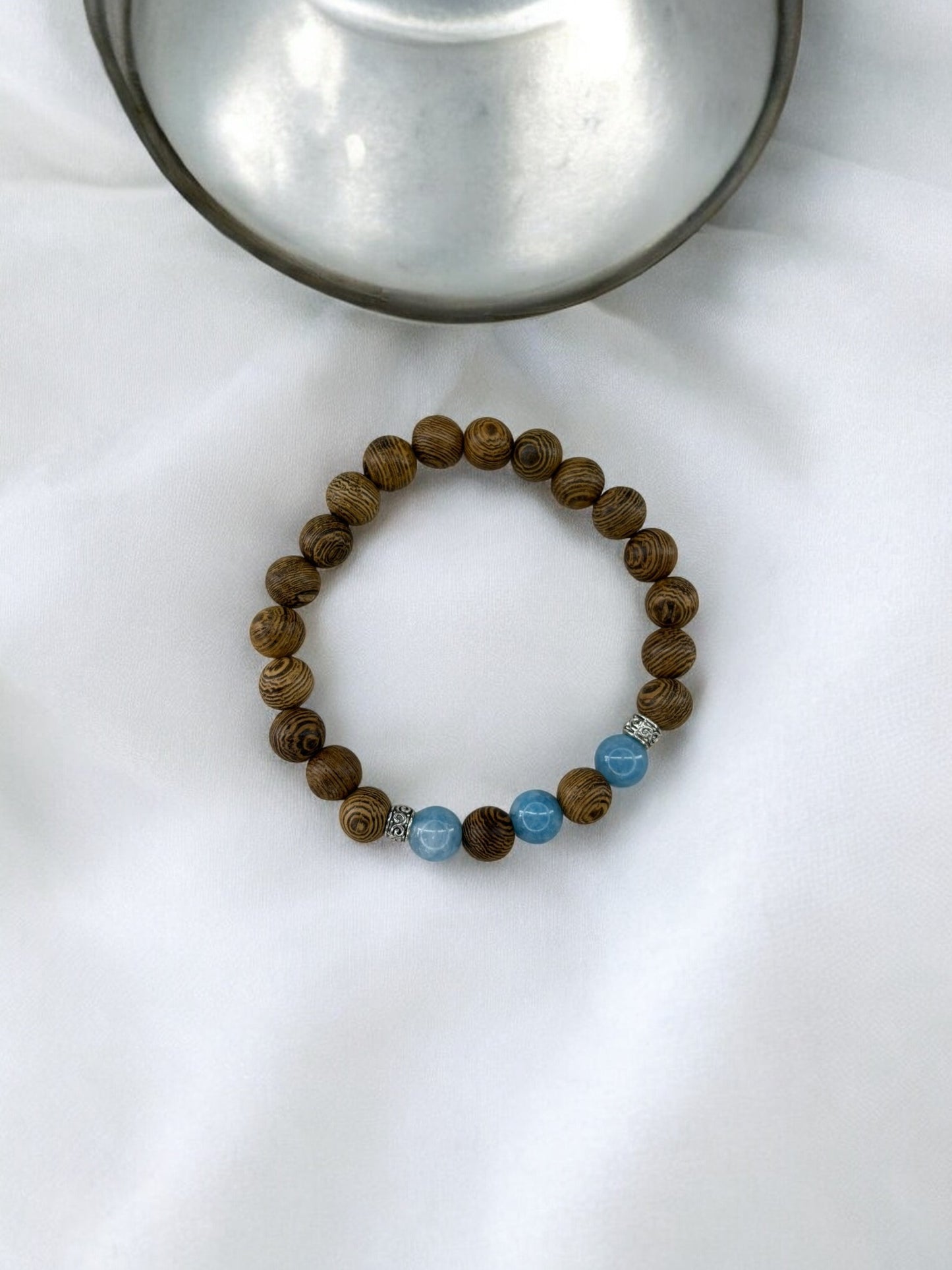 bracelet homme bois milieu alterné bleu