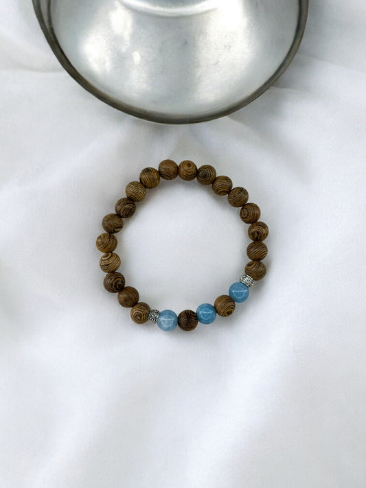 bracelet homme bois milieu alterné bleu