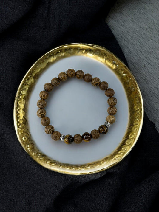 bracelet homme bois milieu alterné marron
