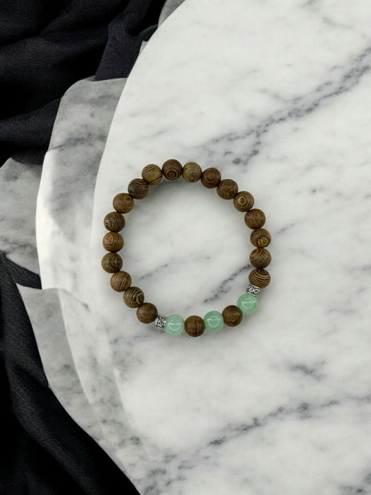 bracelet homme bois milieu alterné vert