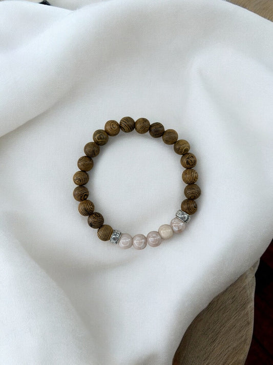 bracelet homme bois milieu entier beige