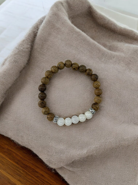bracelet homme bois milieu entier blanc