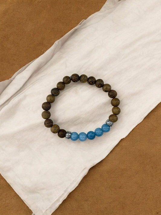 bracelet homme bois milieu entier bleu