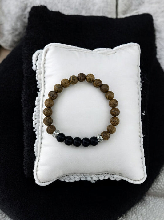 bracelet homme bois milieu entier noir