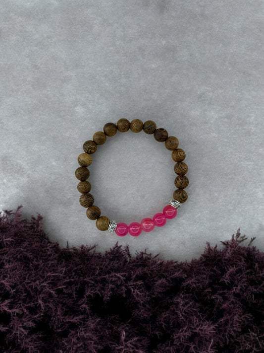 bracelet homme bois milieu entier rose