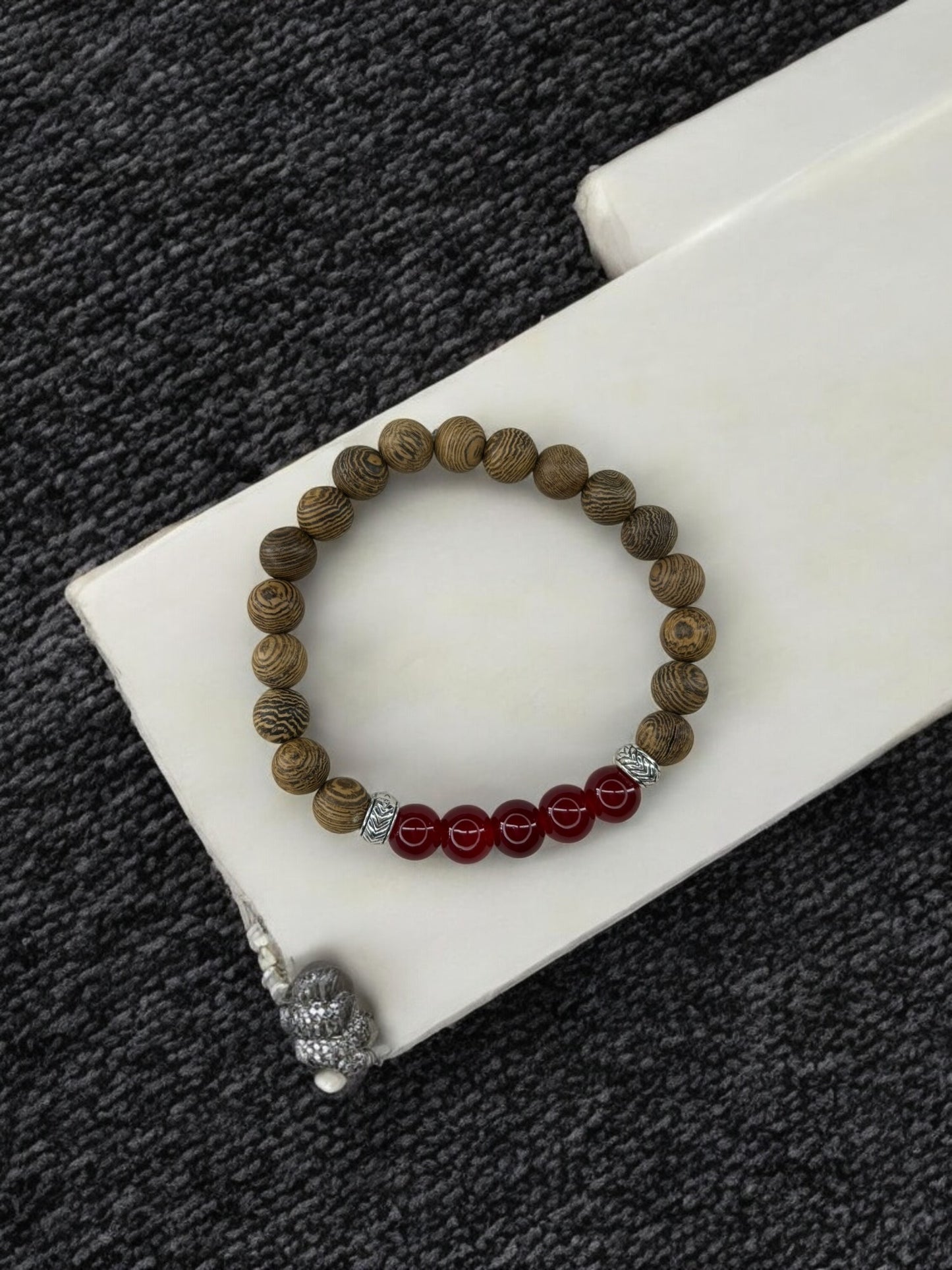 bracelet homme bois milieu entier rouge