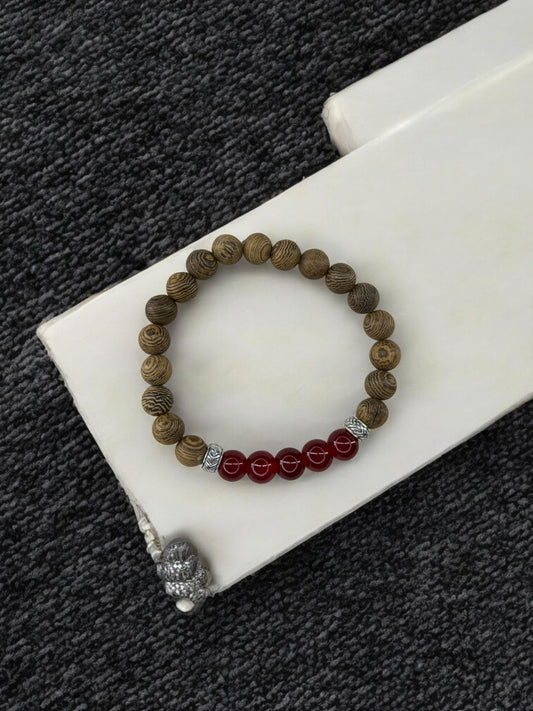 bracelet homme bois milieu entier rouge